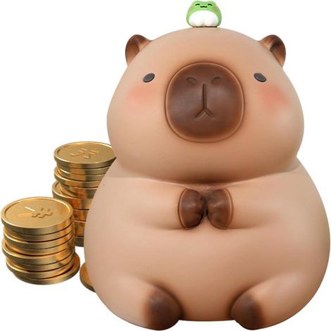 Tirelire Capybara - 16 x 12 x 12 cm - Marron - Tirelire Enfants - Apprendre à Économiser de l'Argent - Design Kawaii (1/5)