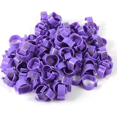 Bague De Jambe Pour Volaille En Plastique Numérotée Violette Pour Gestion D'élevage Et Identification 100 Pièces (1/3)