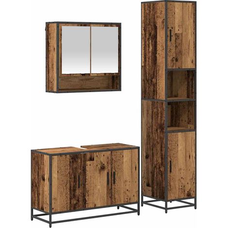 Maison Exclusive - Badezimmermöbel-Set mit Regal 3 pcs Altholz Ho