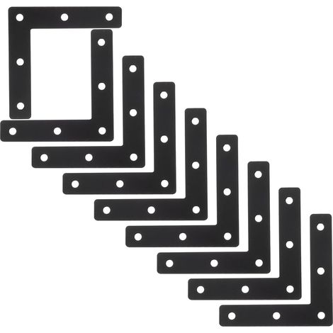 Équerres D'angle Plates Noires Supports Métalliques Robustes et Résistants en Acier Laminé à Froid Lot de 20 et Fixation Stable pour Renforts Angle de Meuble (1/5)