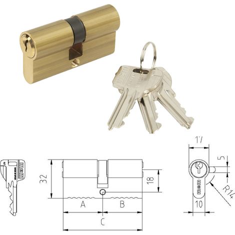 MCM Cilindro de cerradura perfil C-7035x35 R-14 latón para 1501