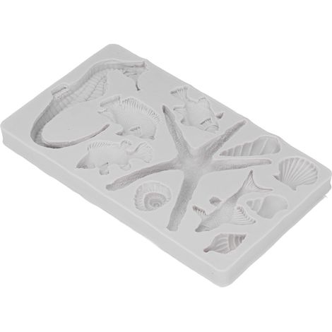 Moule en silicone gris pour réaliser soi-même des étoiles de mer et des hippocampes, moules réutilisables en silicone élastique antiadhésif pour gâteaux, chocolats, glaçons et fondant.