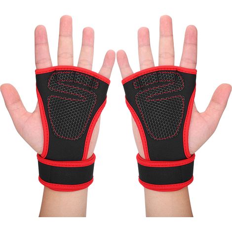 Gants fitness avec bandes de soutien pour musculation, cyclisme et entraînement - Rouge M (1/5)