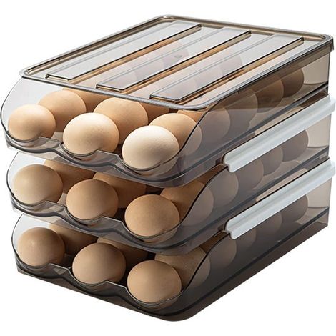 Boîte à œufs pour réfrigérateur,boîte de rangement pour œufs avec couvercle,boîte de rangement pour œufs de poule à usage domestique (3 couches) (1/5)