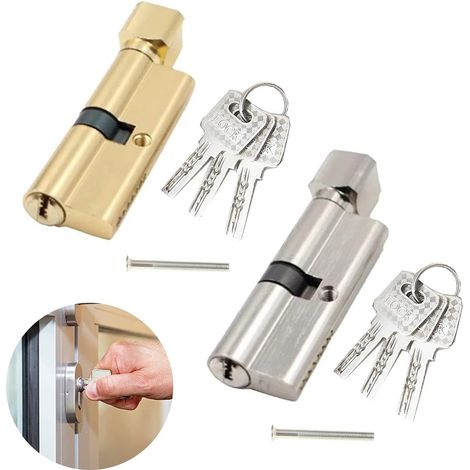 Ensemble poignée et serrure de porte, lot de 2 unités, pour installation domestique et usage quotidien.-AquaForge (1/5)