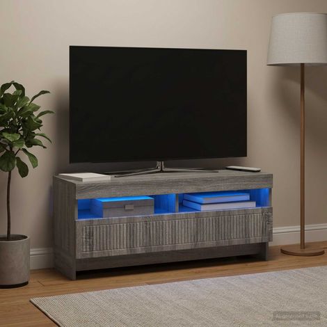 vidaXL Mueble de TV LED EDE 100 x 35 x 43 cm Sonoma gris (1/5)