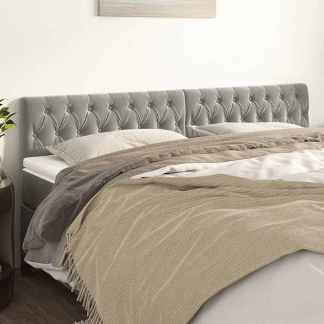 vidaXL Cabeceros terciopelo gris claro 180x7x78/88 cm (1/5)