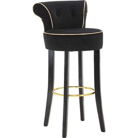 Tabouret de Bar en Velours "Luxy" 96cm Noir (1/5)
