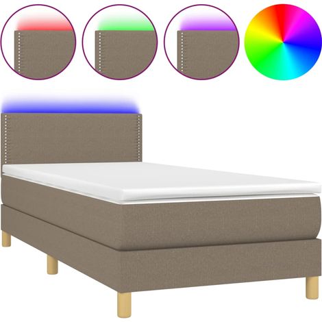 Maison Exclusive - Letto a Molle con Materasso e LED Tortora 90x200 cm in Tessuto