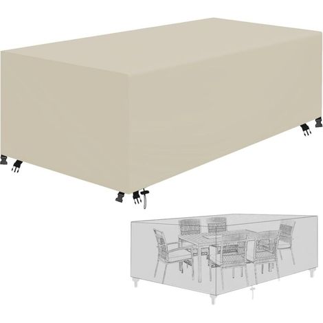 Wasserdichte Gartenmöbelabdeckung aus Oxford 420D-Gewebe mit Kordelzügen und Verschlussschnallen (Beige, 200x140x90CM) (1/5)