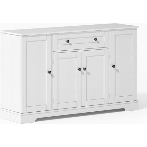 Aparador de cocina 138 cm con cajón, 4 puertas y estantes ajustables de MDF (1/4)