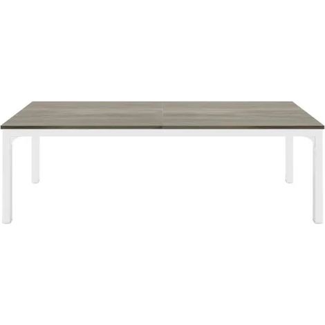 Escritorio rectangular para 2 personas 200 x 70 x 75 cm blanco y madera (1/5)