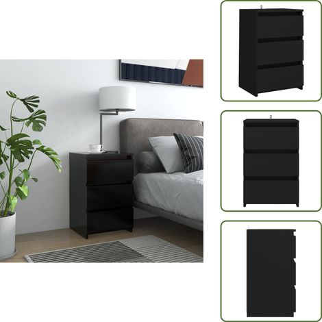 Table de chevet Noir 40x35x62,5 cm Aggloméré - Table De Chevet - Meuble De Chambre - Commode - Tiroir - Noir (1/5)