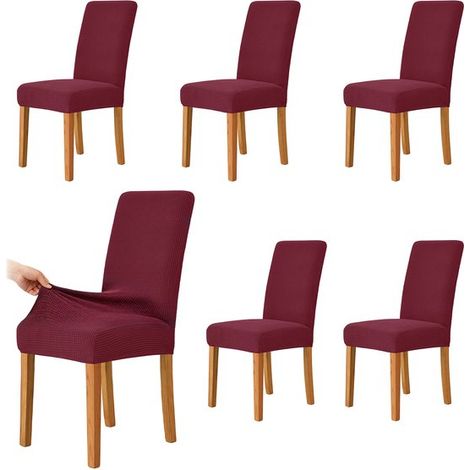 Fundas para sillas de comedor,Paquete de 6,Fundas para sillas,Fundas decorativas para asientos,Largo/Ancho/Alto: 38,48 / 38,48 / 47,58 cm (1/5)