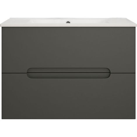 Kibath Mueble de baño con Lavabo VICTORIA 60x45 cm acabado GRAFITO mate 2 cajones suspendido (1/5)