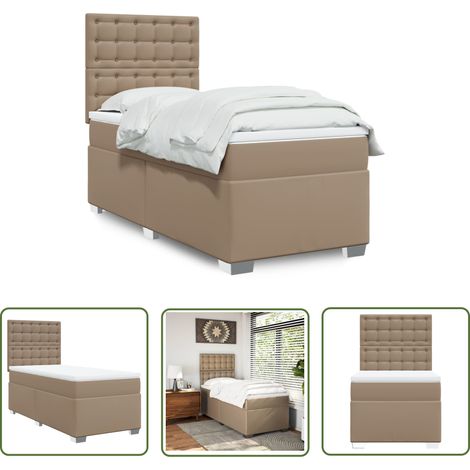 vidaXL Boxspringbett Matratze Cappuccino-Braun 100x200cm Kunstleder (1/5)