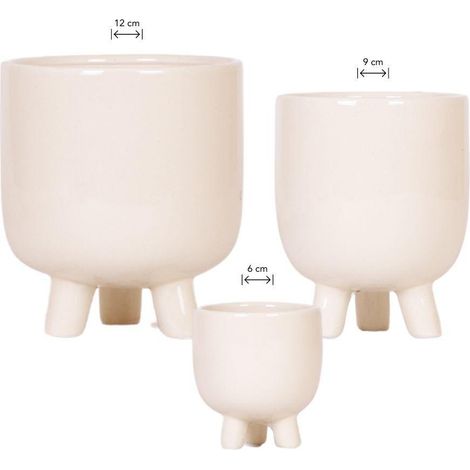 Lot de 3 Cache-pots Décoratifs en Travertin pour Plantes, Tailles 6, 9 et 12 cm - PANGIVO (1/5)