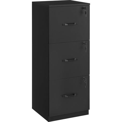 VASAGLE Cassettiera da Ufficio, Mobile per Documenti, Supporto Stampante, 3 Cassetti con Serratura, Barre Sospese Regolabili, per A4 e Lettera, Nero Inchiostro OFC055B16 (1/5)