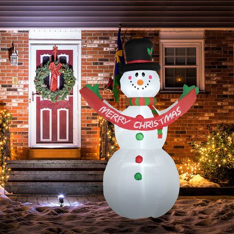 Poupée de Neige Gonflable Géante Haute de 243cm avec Lumières LED Décoration d'Extérieur ou de Jardin (1/5)