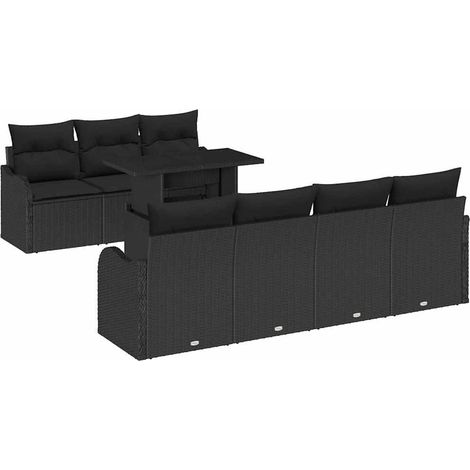 Maison Exclusive - Conjunto de sofá de jardín 8 pcs Negro Rattan (1/5)
