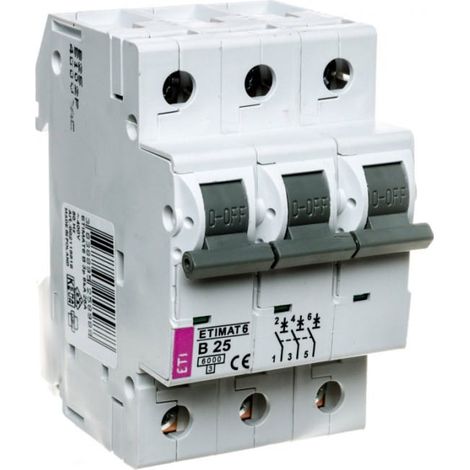 Interruttore automatico 3P B 25A 6kA AC etimat 6 002115518