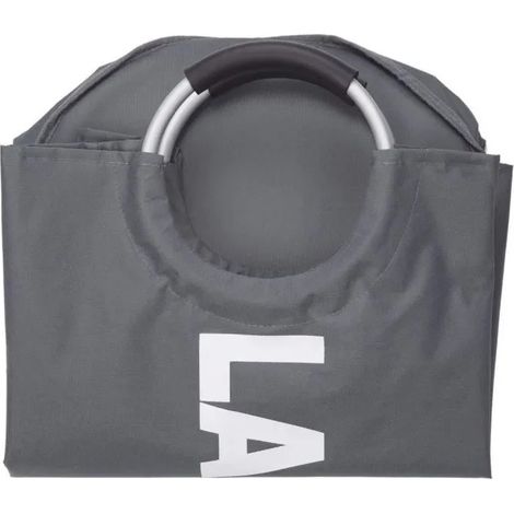 1 Paquet Pliable Panier à linge durable Tissu Oxford linge pliant Bin Grand Sac de lavage étanche avec poignées - Gris (1/4)