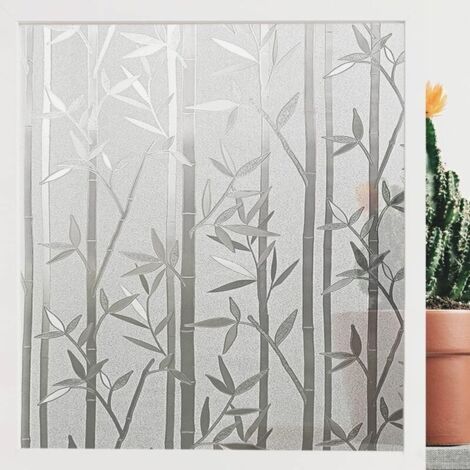 Film Occultant Fenêtre Film Electrostatique Vitre,Bambou Film Electrostatique Vitre,Non Adhésif Opaque Anti-UV pour Décoration Cuisine, Bureau, Chambre à Coucher Motif de Bambou 45 x 200 cm (1/5)
