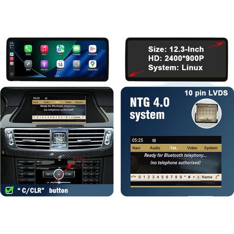 Schermo touchscreen multimediale per auto, compatibile con CarPlay wireless e Android Auto, 12,3 pollici NTG4.0 (1/2)
