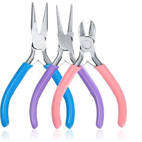 3 Pinces à Bijoux, Pince Trousse Outils de Fabrication de Bijoux, Pinces à Becs Aiguilles, Pinces à Bec Long, Pinces à Becs de Chane, Coupe-fil (1/4)