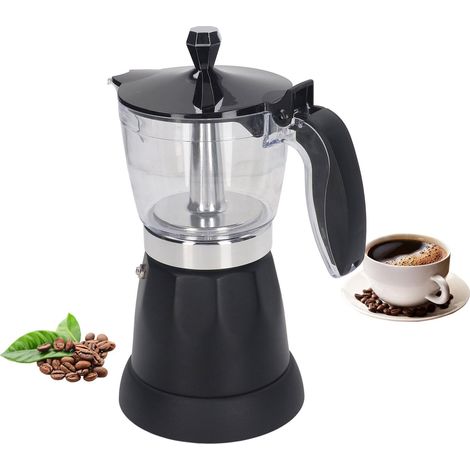 Cafetière électrique moka portable en aluminium d'une capacité de 300 ml pour 6 personnes, avec une prise standard européenne et une tension de 220-240 V. (1/5)
