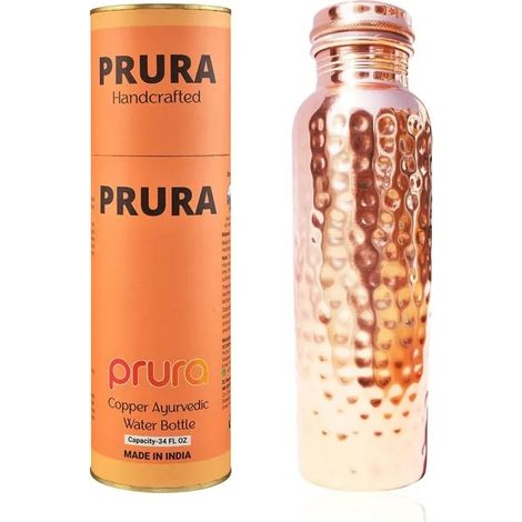Bouteille Eau Cuivre Martelé - 1 Unité - Cuivre Pur - Étanche Ayurvédique - Sport Bureau Voyage - 1 Litre UMD MUSICAL (1/5)