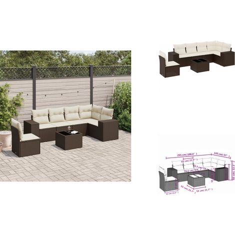 7-tlg. Garten-Sofagarnitur mit Kissen Braun Poly Rattan - Garten Sofagarnitur - Garten Sofagarnituren - Outdoor Sofagarnitur - Sofagarnitur Terrasse (1/3)