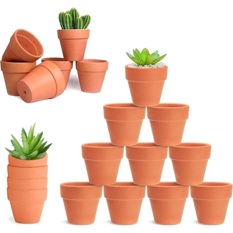 Pots Terre Cuite 20pcs 4,8cm, Drainage succulentes Cactus Bricolage Pots argile poreux sans vernis à peindre, décoration intérieure et extérieure pour bureau et balcon (1/5)
