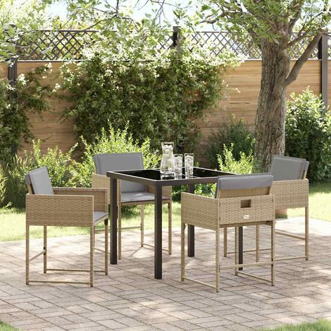 Ensemble de salle à manger pour jardin 5 pcs-Salon de jardin Beige polyrotin 856149 (1/5)