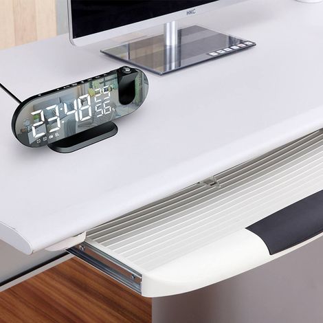 Réveil projecteur LED USB 5V, horloge numérique de chevet avec affichage de la température et de l'humidité, horloge électronique lumineuse et silencieuse (1/5)