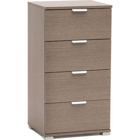 Cassettiera a 4 cassetti da interno camera da letto in legno nobilitato bilaminato Linea Classic - Rovere grigio (1/5)