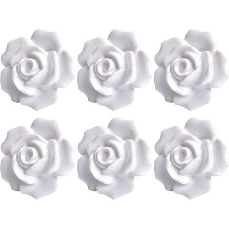 Bouton de meuble en céramique forme rose claire, lot 6 (1/5)