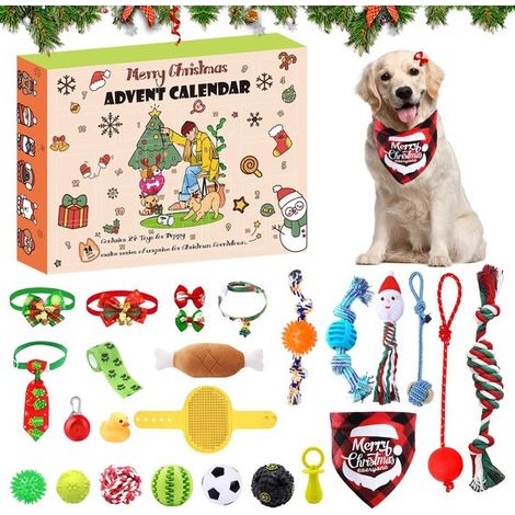 Calendario de Adviento 2025, Caja de regalo con cuenta regresiva de 24 días para Navidad, Calendario de Adviento para perros (1/5)