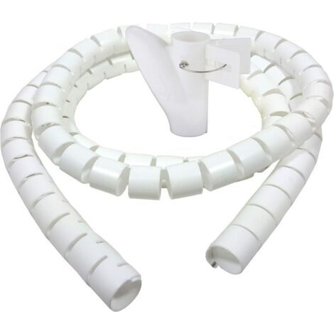 Pair Goulotte de câbles de bureau 3,0 m, gaine spiralée flexible pour câble de 20 mm, blanche