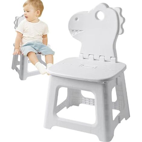 Klappbarer Tritthocker Kindertritthocker Tragbarer Klappstuhl mit Rückenlehne in Hasen und Dinosaurierform Verdickter Stuhl ideal zum für Zuhause (1/5)