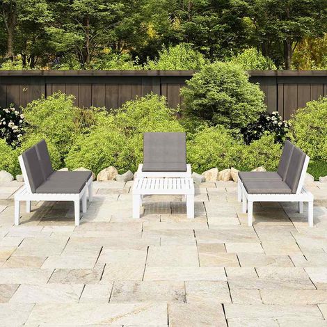 vidaXL Salon de jardin 4 pcs avec coussins Plastique Blanc (1/5)