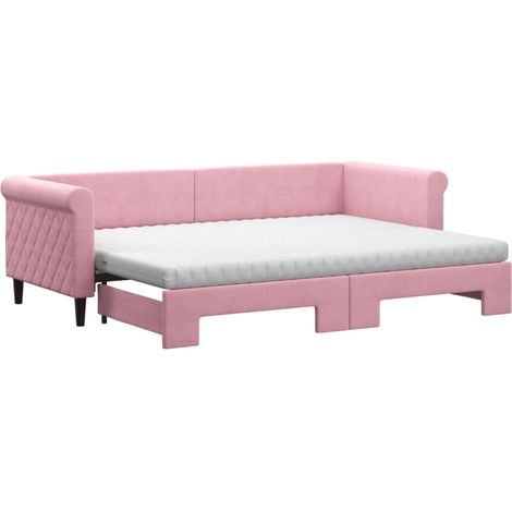 Maison Exclusive - Tagesbett Ausziehbar mit Matratzen Rosa 80x200 (1/5)