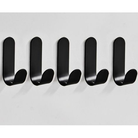 5 Pièces Crochet Adhesif Mural, Accroche Torchon Cuisine, Porte Serviette Salle de Bain, Crochet Adhesif Sans Trace, Fixation Murale Sans Percer, Attache Murale, Crochets Adhesifs, Noir (1/4)