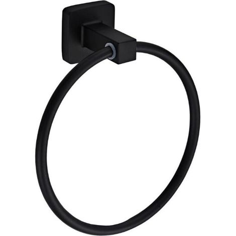 Anello portasciugamani, 15,7 cm, nero opaco, rotondo, in acciaio inox, per montaggio a parete in cucina e bagno. (1/4)