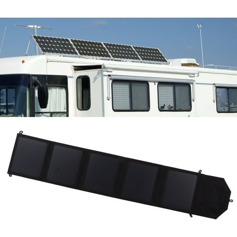 Boîtier pliable pour panneau solaire monocristallin 50W, batterie double USB 5 ports, camping, randonnée, voiture, noir. (1/5)