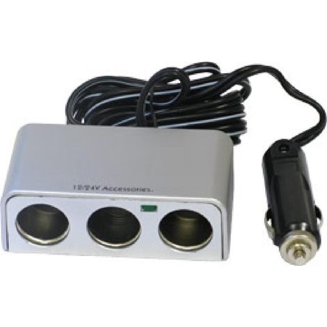 Adaptateur Triple prise allume-cigare 12V 24V + 3 USB (1/3)