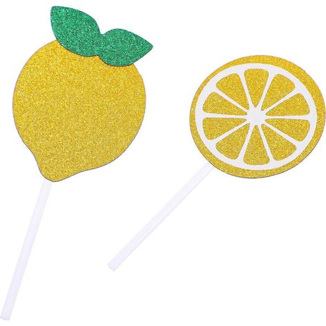 24 décorations pour cupcakes sur le thème du citron, jaune citron, pour une fête d'anniversaire estivale (1/5)