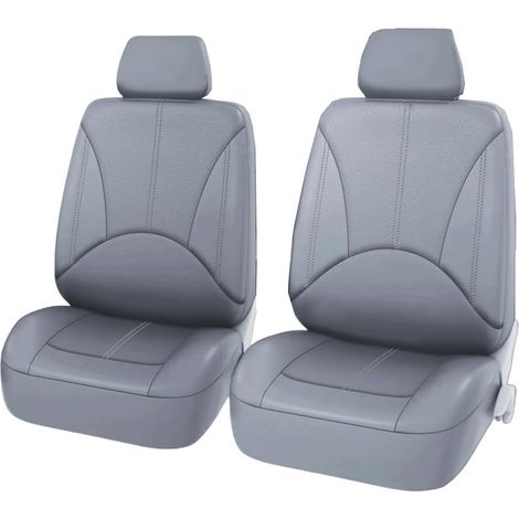 Lot de 2 Housses de siège, Cuir synthétique perforé, Respirant, Appuie-tête inclus, Universel pour voiture SUV camion (1/5)
