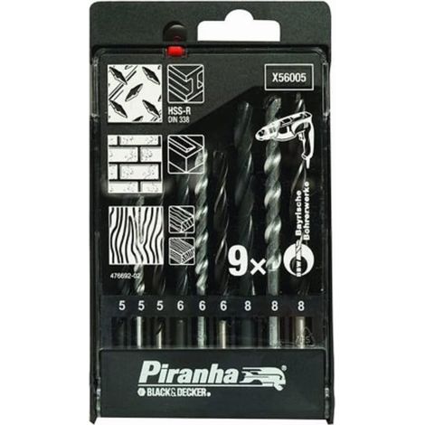 BLACK&DECKER - SET 9 PUNTE DA TRAPANO PER LEGNO/METALLO/CEMENTO
