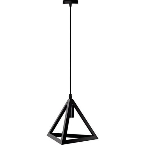 Suspension triangle fer noir, douille E27, style artistique industriel, éclairage unique pour maison